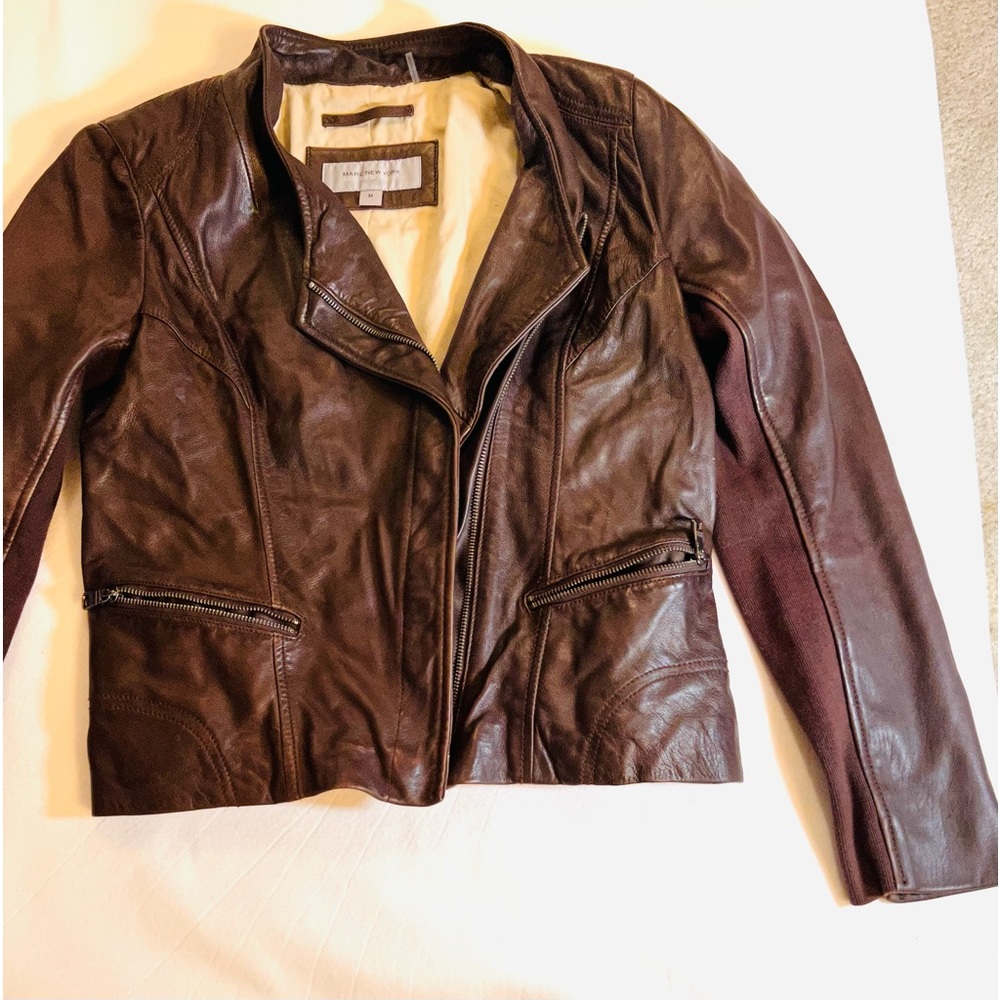 Andrew Marc brown leather women, jacket